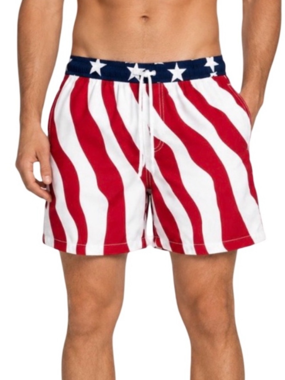 NEW Free Planet Stars & Stripes Swim Trunks Sm
